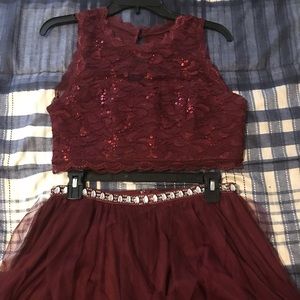 Maroon two piece dress